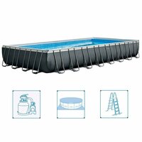 Intex 26374GN Ultra XTR Frame Zwembad 975x488x132 cm + Zandfilterpomp en Trap + Accessoires Grijs