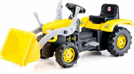 Dolu Traptractor met Voorlader &amp; Claxon Geel/zwart