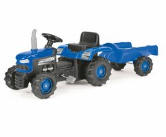 Dolu Traptractor met Aanghanger &amp; Claxon Blauw/Zwart