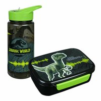 Jurrasic World Broodtrommel en Drinkfles Zwart/Groen