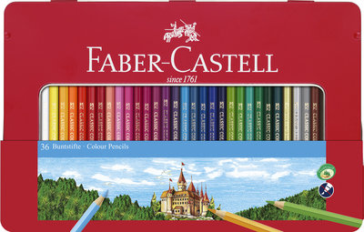 Faber Castell FC-115886 Kleurpotlood Faber-Castell Castle Zeskantig Metalen Etui Met 36 Stuks