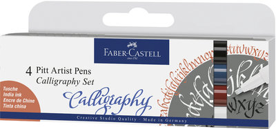 Faber Castell FC-167504 Tekenstift Faber-Castell Pitt Artist Pen Kalligrafieset Van 4st
