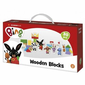 Bing Blokkendoos met Houten Blokken + Figuren 30 Stuks