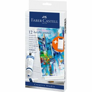 Faber Castell FC-379212 Acrylverf 12 Tubes + Sjabloon Kleurenkaart