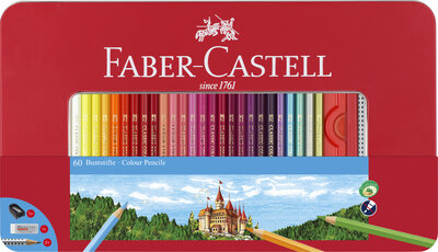 Faber Castell FC-115894 Kleurpotlood Faber-Castell Castle Zeskantig Metalen Etui 60 Stuks Met Accessoires