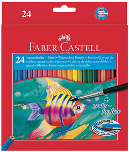 Faber Castell FC-114425 Aquarelpotlood Faber-Castell Etui A 24 Stuks + Penseel