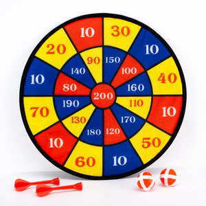 Klittenband Dartbord + 2 Darts en 2 Balletjes