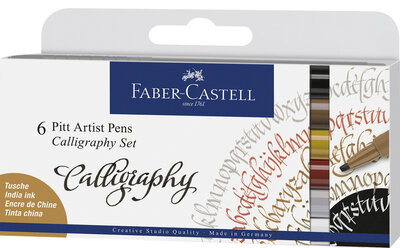 Faber Castell FC-167506 Tekenstift Faber-Castell Pitt Artist Pen Kalligrafieset 6x