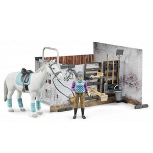 Bruder 62506 BWorld Paardenstal met Paard en Figuur + Accessoires